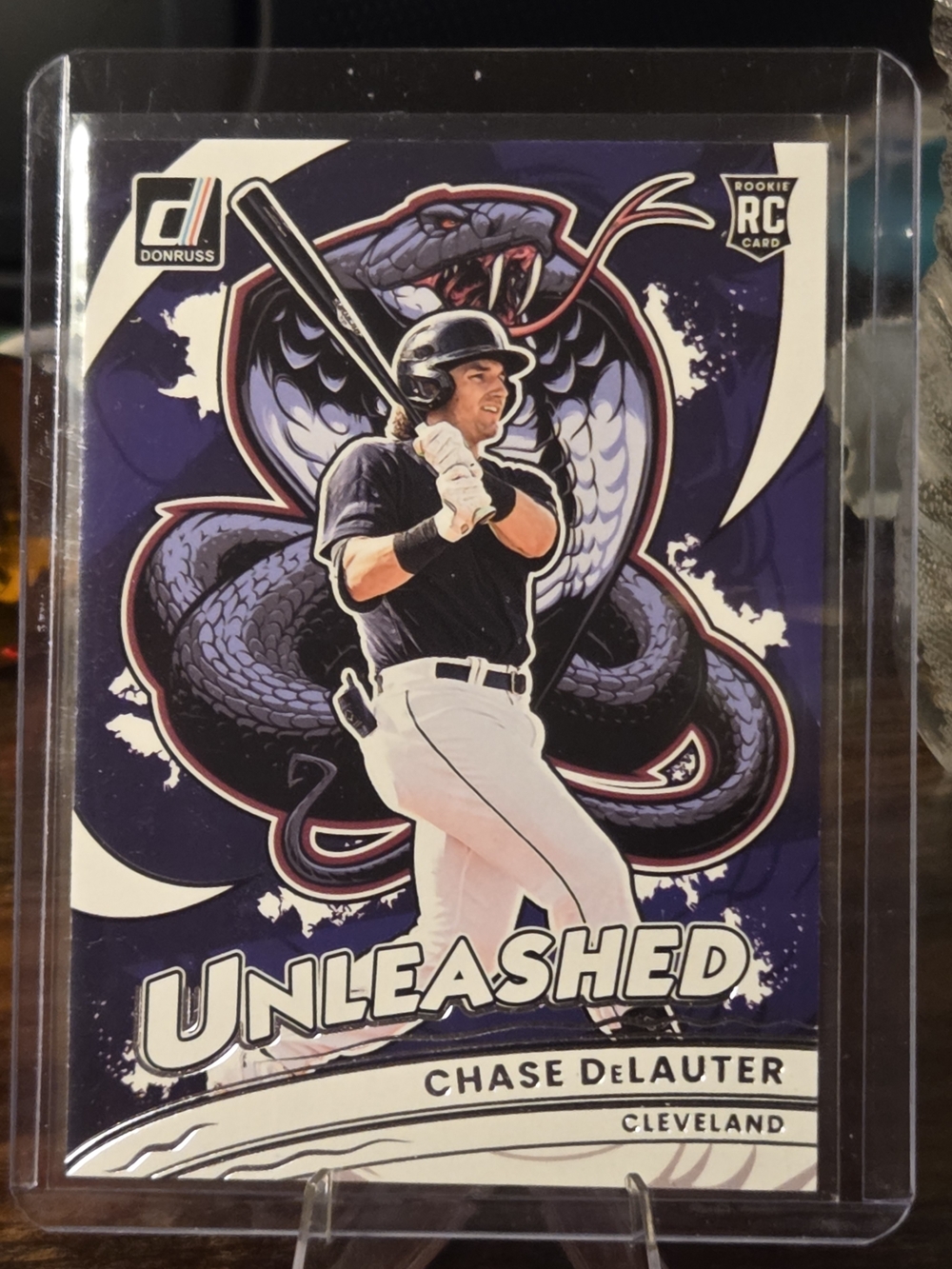 Panini Donruss Unleashed Chase DeLauter Baseball Card - Purple, White, Black